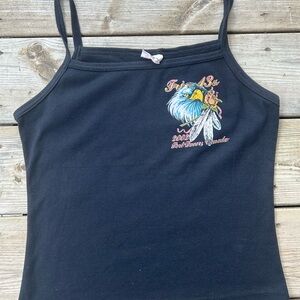 Y2K Bikercore Black Spaghetti Strap Tank Top Friday the 13th PortDover Canada
